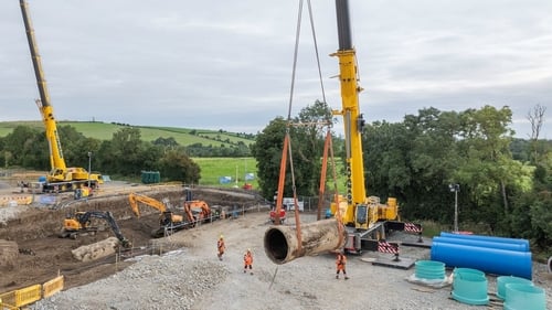 Crane at the site of the Ballymore Eustace to Saggart Reservoir pipeline repair works (Pic: Naoise Culhane)