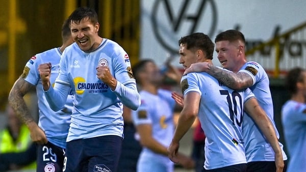Sean Boyd of Shelbourne celebrates after scoring his side's second goal during the SSE Airtricity Men's Premier Division match between Sligo Rovers and Shelbourne at The Showgrounds in Sligo