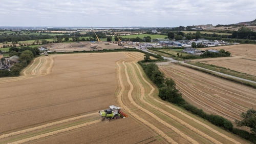 An aerial view of the Ballymore Eustace repair site