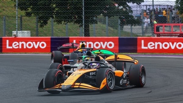 Alexander Dunne of Ireland and Rodin Motorsport (17) on track during the Round 10 Budapest Feature race of the Formula 2 Championship at Hungaroring on August 03, 2025 in Budapest, Hungary.