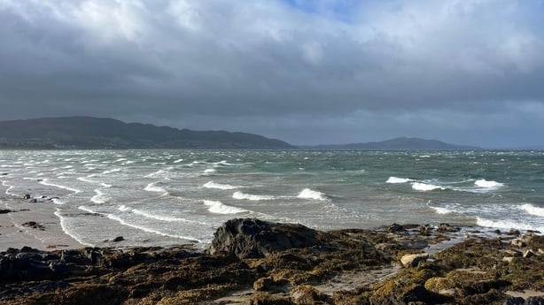 Choppy waters off donegal coast during storm floris