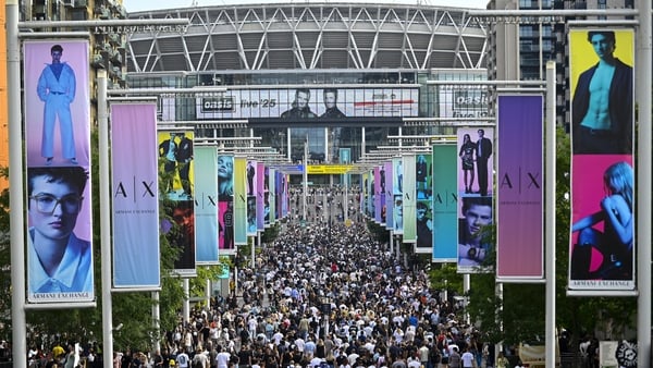 A general view of Oasis fans arriving at the Oasis Live '25 Tour at Wembley Stadium on 25 July