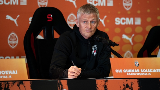 Besiktas coach Ole Gunnar Solskjaer speaks during a press conference ahead of the UEFA Europa League second qualifying round, second leg match between FC Shakhtar Donetsk and Besiktas J.K. in Krakow, Poland, on July 30, 2025. (Photo by Marcin Golba/NurPhoto)