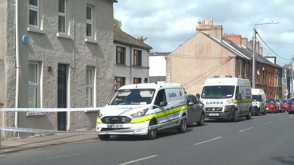 A view of garda vehicles and garda tape at the scene of a stabbing in Sligo town