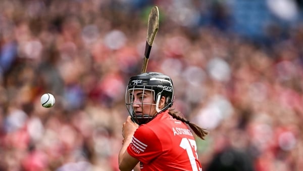 11 August 2024; Amy O'Connor of Cork takes a free during the Glen Dimplex Camogie All-Ireland Senior Camogie Championship final between Cork and Galway at Croke Park in Dublin. Photo by Piaras Ó Mídheach/Sportsfile