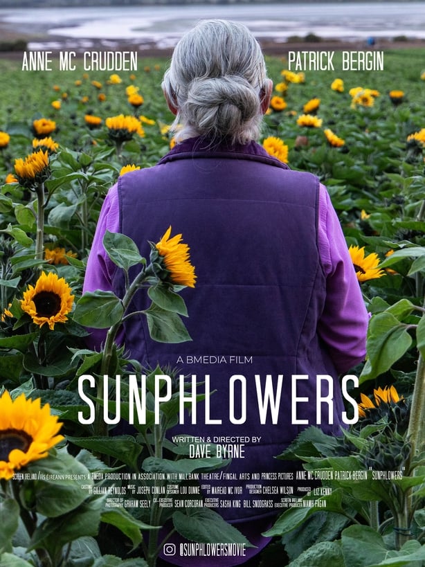 Poster for the film Sunphlowers shows lead character Catherine in a field of sunflowers