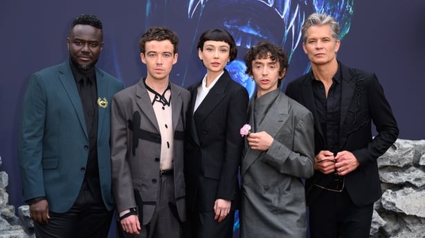  Babou Ceesay, Alex Lawther, Sydney Chandler, Samuel Blenkin and Timothy Olyphant