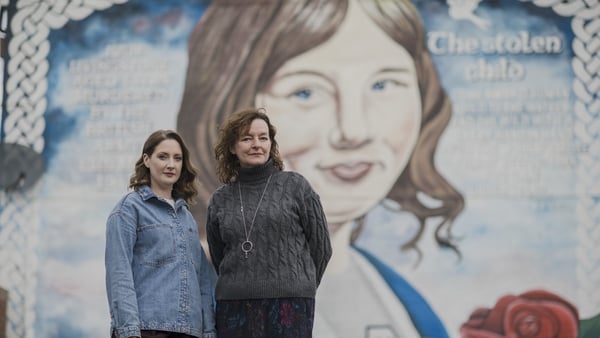 Playwright Charlotte McCurry and Director Paula McFetridge at Julie's mural