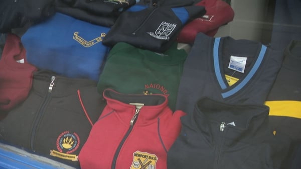 School uniforms in a shop window in Limerick