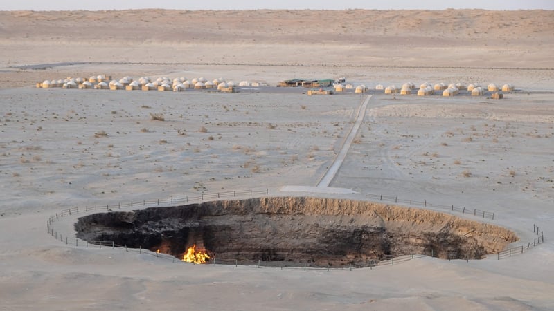 A photo taken on 28 June of the Darvaza gas crater dubbed the 'Gateway to Hell'