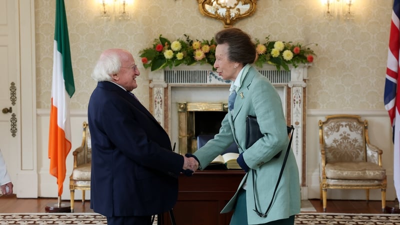 Michael D Higgins welcomed Princess Anne at Áras an Uachtaráin today