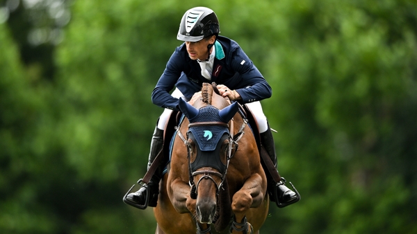 6 August 2025; Michael Pender of Ireland, competing on Hhs Fortune, in the Minerva Stakes during the Dublin Horse Show at the RDS Arena in Dublin. Photo by Shauna Clinton/Sportsfile