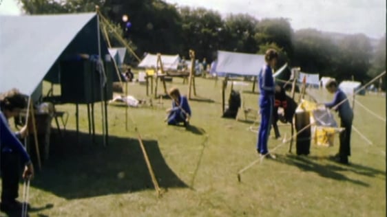 Scouts compete for the Melvin Trophy at Larch Hill in Dublin, 1975.