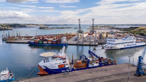 Cable laying vessel, Calypso, docked at the Port of Cork ahead of the cable laying campaign for the Celtic Interconnector project
