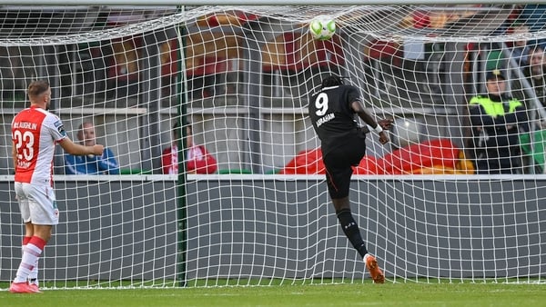 Tammy Abraham of Besiktas scored his side's second goal against St Pat's Athletic in Conference League - August 2025
