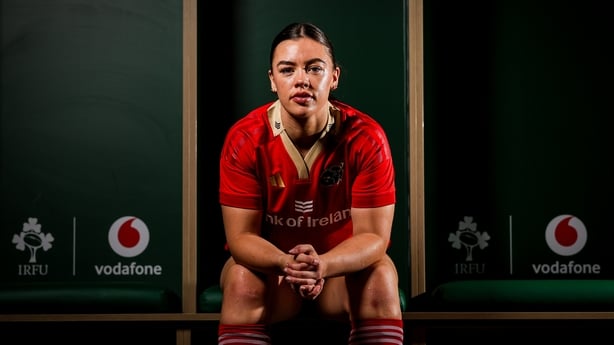 REPRO FREE ***PRESS RELEASE NO REPRODUCTION FEE*** EDITORIAL USE ONLY 2025 Vodafone Women's Interprovincial Championship Launch, IRFU High Performance Centre, Dublin 1/8/2025Munster's Maeve Óg O'Leary pictured at the 2025 Vodafone Women's Interprovincial Championship Launch covered by TG4 on their Y