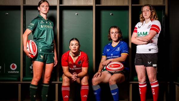 REPRO FREE ***PRESS RELEASE NO REPRODUCTION FEE*** EDITORIAL USE ONLY 2025 Vodafone Women’s Interprovincial Championship Launch, IRFU High Performance Centre, Dublin 1/8/2025Connacht's Ava Ryder, Munster's Maeve Óg O’Leary, Leinster's Molly Boyne and Ulst