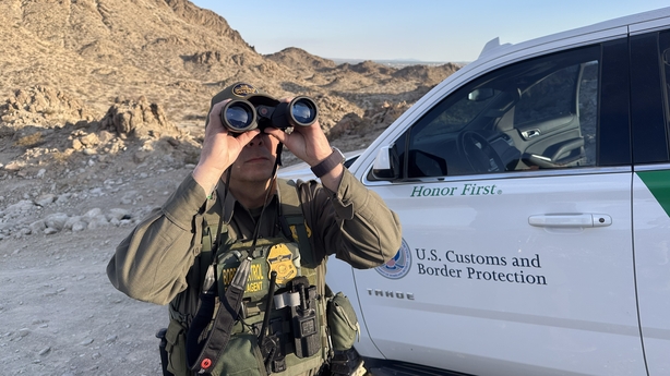 US Border patrol teams take security measures at the border with Mexico against any illegal crossings in El Paso, Texas, US