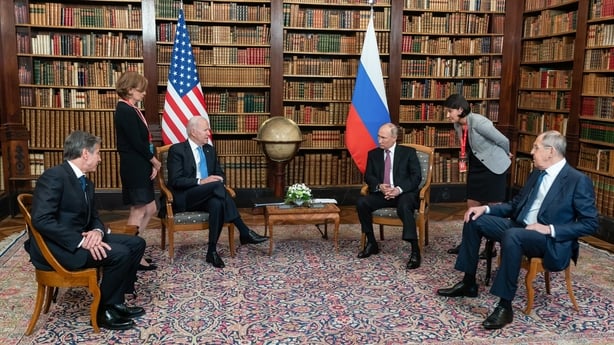 President Joe Biden and Russian President Vladimir Putin during a US-Russia Summit in Geneva