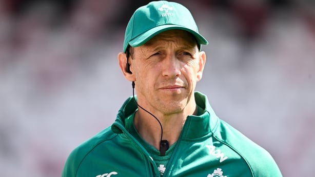 9 August 2025; Ireland head coach Scott Bemand before the Women's Rugby World Cup warm-up match between Ireland and Canada at Affidea Stadium in Belfast. Photo by Ramsey Cardy/Sportsfile