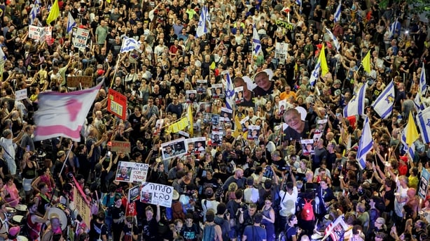 People protest in Tel Aviv, Israel