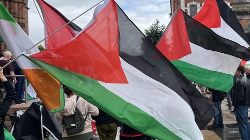 Protesters gathered for a demonstration in support of Palestine in Derry last weekend