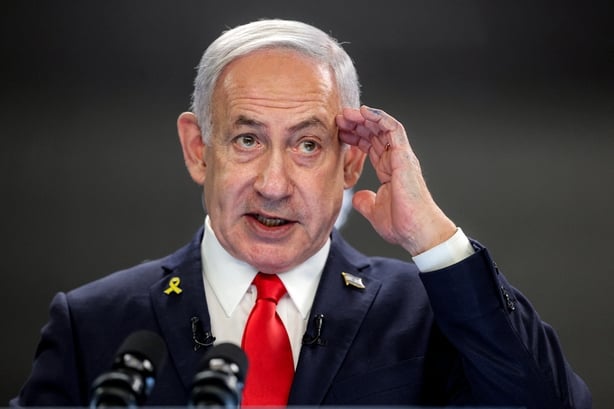 Israel's Prime Minister Benjamin Netanyahu gives a press conference at the Prime minister's office in Jerusalem on August 10, 2025. Netanyahu said on August 10 that his government had no plans to occupy Gaza, while vowing to create safe corridors for aid. (Photo by ABIR SULTAN / POOL / AFP) (Photo b