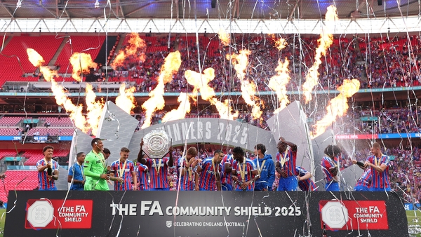 LONDON, ENGLAND - AUGUST 10: Crystal Palace celebrate after winning the 2025 FA Community Shield against Liverpool during the 2025 FA Community Shield match between Crystal Palace and Liverpool at Wembley Stadium on August 10, 2025 in London, England. (Ph