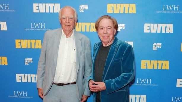 LONDON, ENGLAND - JULY 01: Sir Tim Rice and Lord Andrew Lloyd Webber attend the press night after party for "Evita" at the London Palladium on July 1, 2025 in London, England. (Photo by Dave Benett/Getty Images)