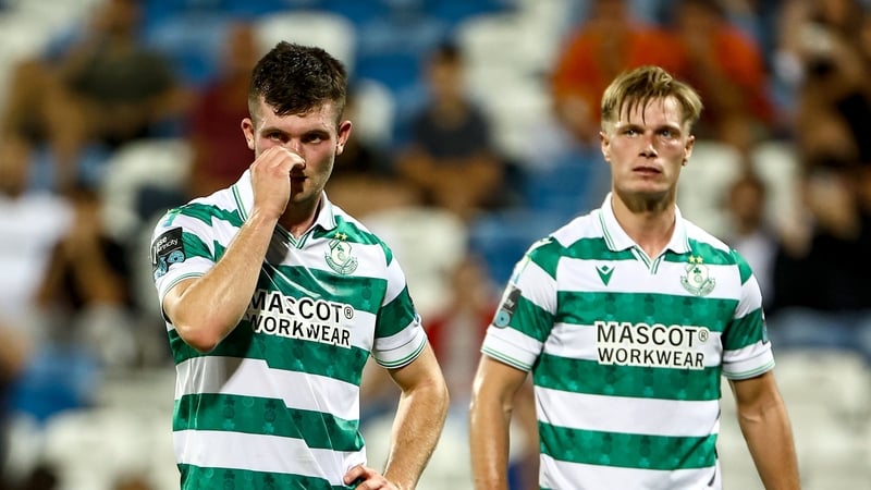 It was a frustrating night in Kosovo for Shamrock Rovers pair Josh Honohan (L) and Dan Cleary