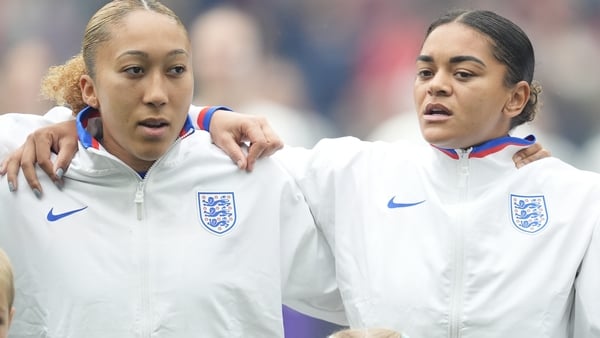 England's Lauren James (left), Jess Carter (centre) and Georgia Stanway (right) before the UEFA Women's Euro 2025 final at St. Jakob-Park in Basel, Switzerland