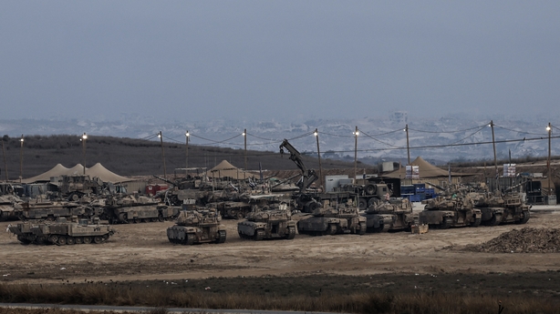 ISRAEL - AUGUST 10: A view captured near the Gaza border, shows tank and armored vehicle movements of the Israeli army as Israel's attacks on Gaza continue without interruption, on August 10, 2025. (Photo by Tsafrir Abayov/Anadolu via Getty Images)