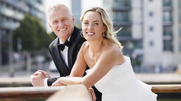 Dáithí Ó Sé and Kathryn Thomas steer the ship at the launch of the 2025 Rose of Tralee International Festival as they meet this year's 32 International Roses at the MV Cill Airne, North Wall, Dublin