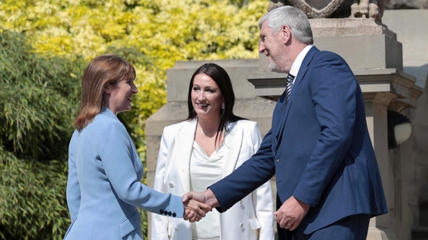 Rachel Reeves greets Emma Little-Pengelly and John O'Dowd 