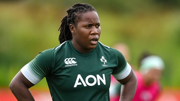 6 August 2025; Linda Djougang during an Ireland Women Rugby squad training session at the IRFU High Performance Centre in Dublin. Photo by David Fitzgerald/Sportsfile
