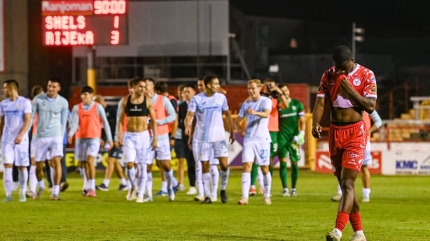 Mipo Odubeko of Shelbourne after his side's defeat in the UEFA Europa League Third Qualifying Round 2nd Leg match v Rijeka
