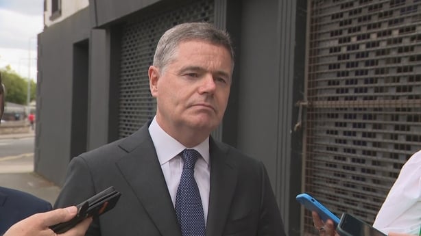 Minister for Finance Pascal Donohoe speaking to media