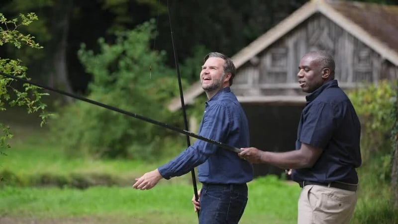 JD Vance and David Lammy were pictured by invited media as they fished in the lake at the foreign secretary's Chevening country residence