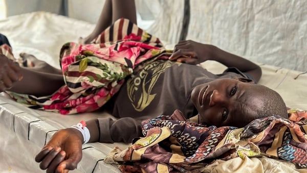 A child infected with cholera receives treatment in the cholera isolation centre at the refugee camps of western Sudan, in Tawila city in Darfur