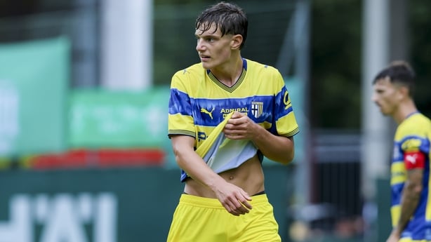 Zell am Ziller, Austria - July 26: Giovanni Leoni of Parma Calcio looks dejected during the pre-season friendly match between Werder Bremen and Parma Calcio at Parkstadion Zell Am Ziller on July 26, 2025 in Zell am Ziller, Austria. (Photo by Marco Steinbrenner/DeFodi Images/DeFodi via Getty Images)