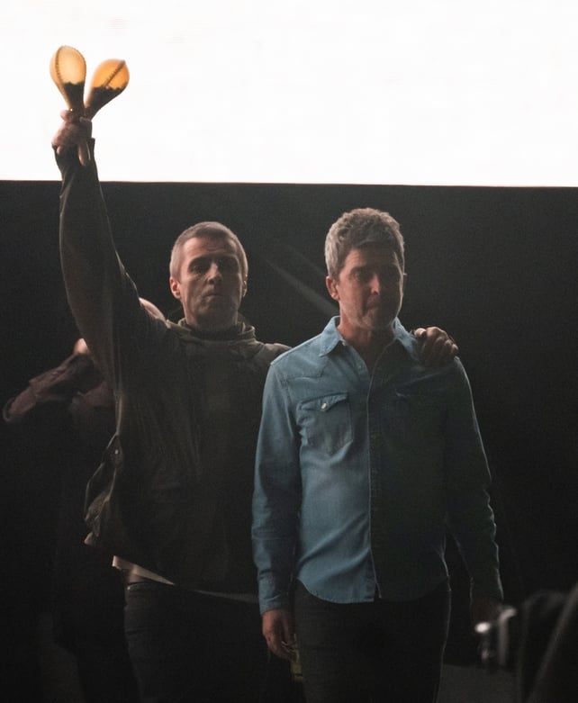 Oasis on stage in Cardiff