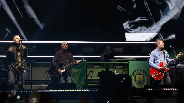 Oasis on stage in Cardiff