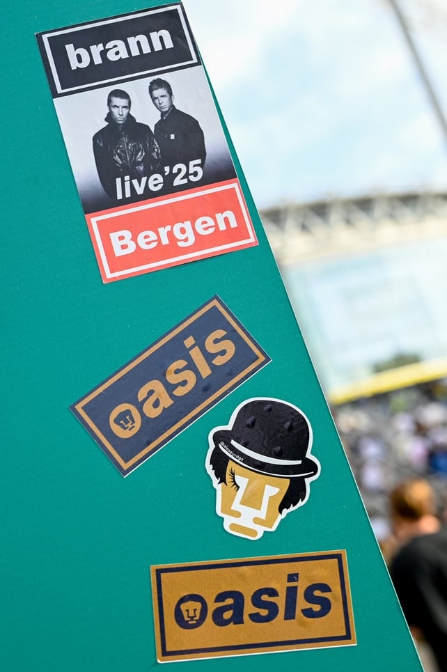 LONDON, ENGLAND - JULY 25: Signage on display at the Oasis Live '25 Tour at Wembley Stadium on July 25, 2025 in London, England. (Photo by Ben Montgomery/Getty Images)