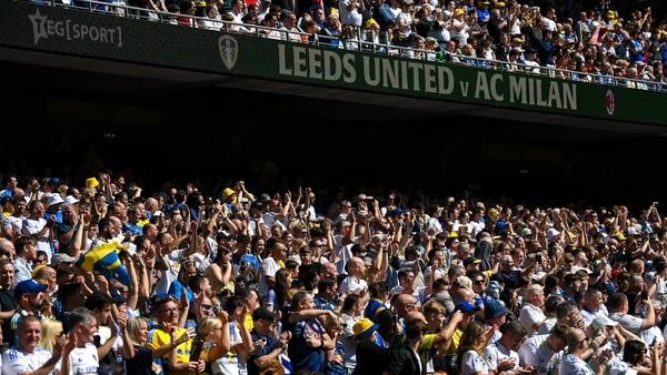 9 August 2025; Supporters during the pre-season friendly match between Leeds United and AC Milan at the Aviva Stadium in Dublin. Photo by Stephen McCarthy/Sportsfile