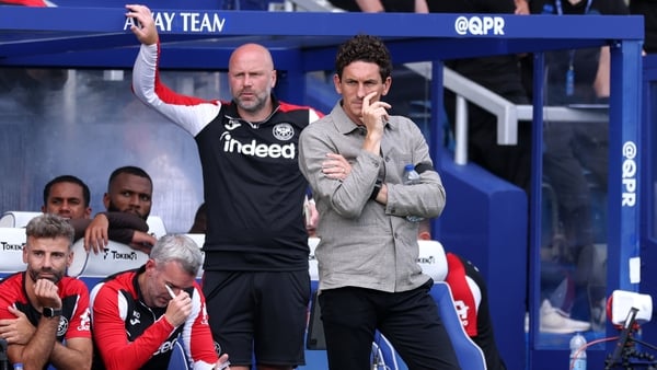 Keith Andrews, Manager of Brentford looks on during the pre-season friendly match between Queens Park Rangers and Brentford at Loftus Road
