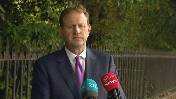 Minister for Justice Jim O'Callaghan speaks to the media in Dublin city centre
