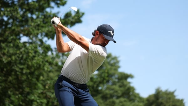 BIRKEROD, DENMARK - AUGUST 14: Marco Penge of England tees off on the 5th hole on day one of the Danish Golf Championship 2025 at Furesø Golfklub on August 14, 2025 in Birkerod, Denmark. (Photo by Jan Kruger/Getty Images)
