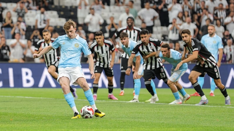 Conor Carty scores St Patrick's Athletic's first goal from a penalty