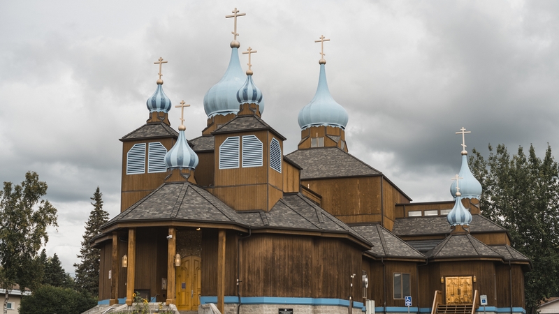 An orthodox church in Anchorage, Alaska, serves as a reminder of Russia's imperial past
