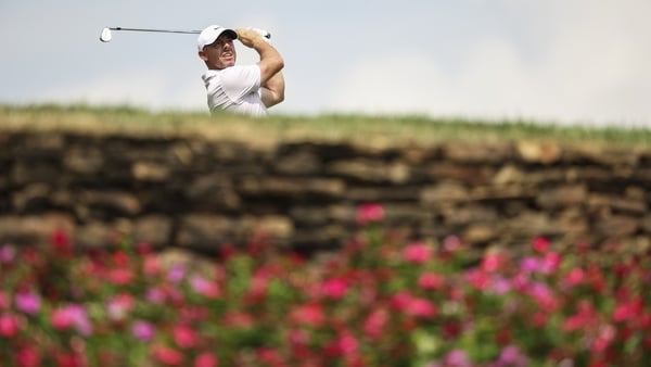 OWINGS MILLS, MARYLAND - AUGUST 14: Rory McIlroy of Northern Ireland plays a shot from the 3rd tee during the first round of the BMW Championship at Caves Valley Golf Club on August 14, 2025 in Owings Mills, Maryland. (Photo by James Gilbert/PGA TOUR via